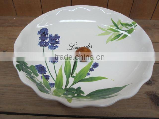 New lavender design ceramic 7pcs coffee canisters set with wood