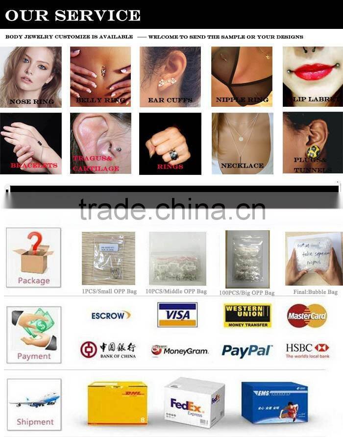 Beautiful Made In China 316L Steel Body Jewelry Hoseshoe Nose Lip Ring