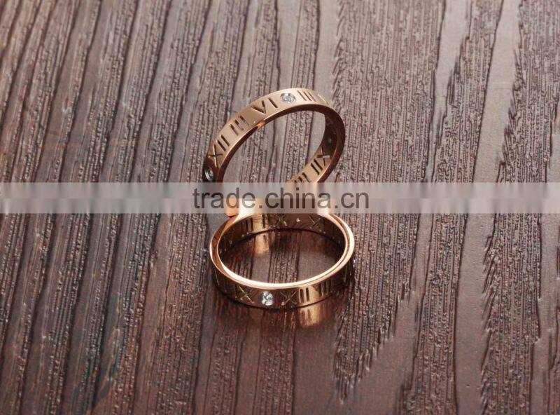 Wholesale New Fashion Jewelry Stainless Steel Rose Gold Ring With Letter Design