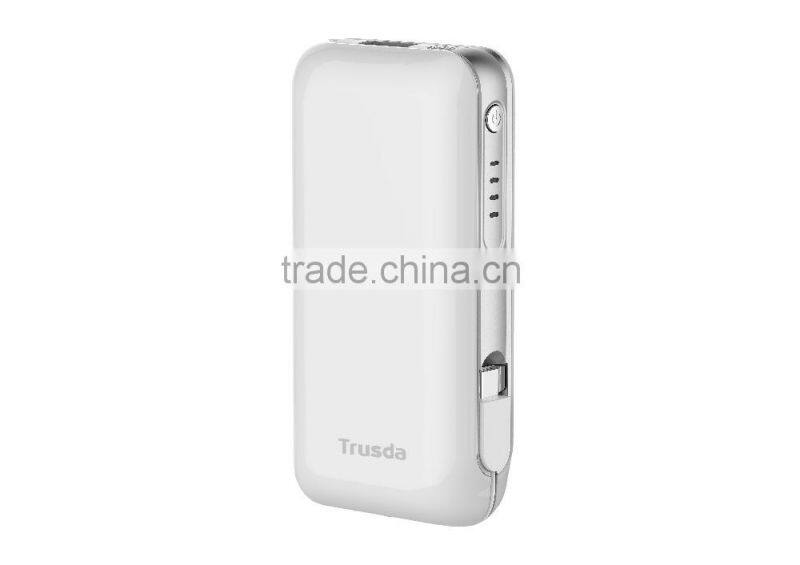 U902 Built in Cables Custom logo High quality Lithium battery 5200mAh power bank for Phones and Tablets