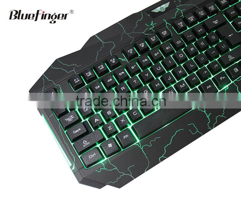 High quality USB wired Green Blue three color led backlit Computer Keyboards