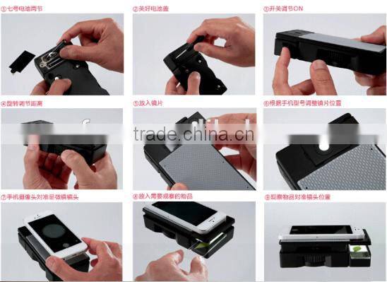 Best design LED microscope for smartphone , phone Magnifier , mobile phone microscope