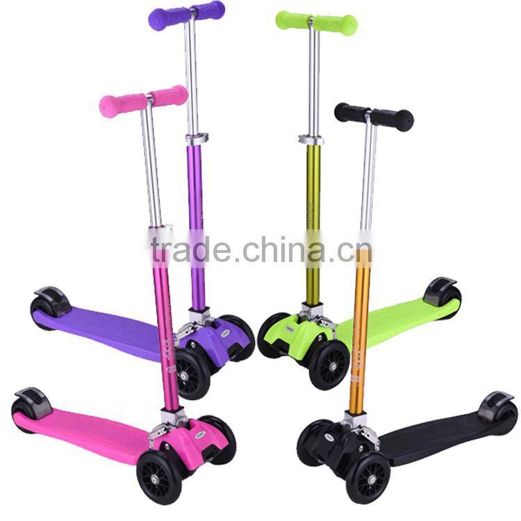 Colorful kids kick 4 wheel foldable scooter electroplated tube new scooter
