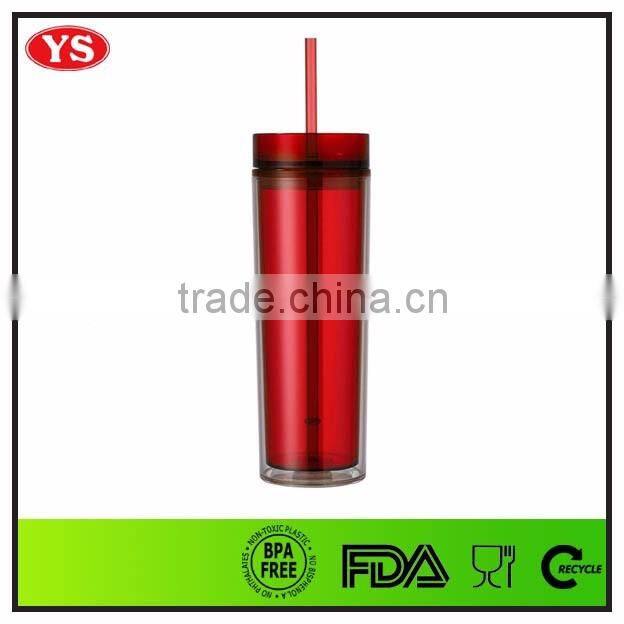 16oz wholesale bpa free plastic skinny tumbler with lid and straw