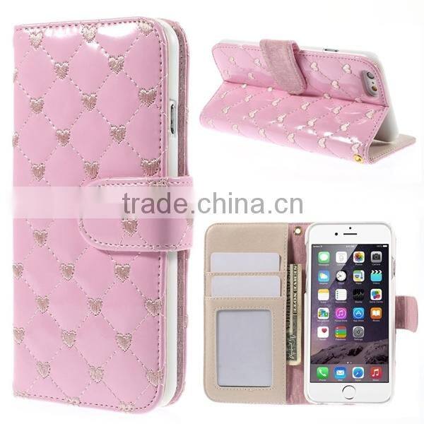 Rhombus Luxury Design Flip Wallet Leather Case for iPhone 6 Plus with Card Slot