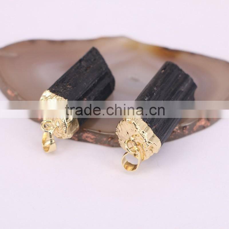Natural Black Tourmaline Pendant Black Tourmaline Nunatak Energy Chakra Pendant Gold Plated eded Gem stone Druzy Pendant
