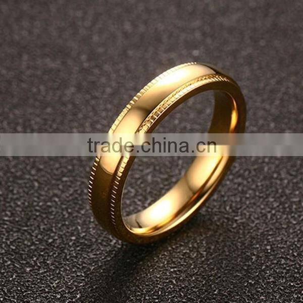 New Arrival Embossing 18K Plated Stainless Steel Ring