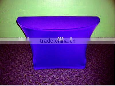 Spandex four way stretch half moon table cover red blue gold