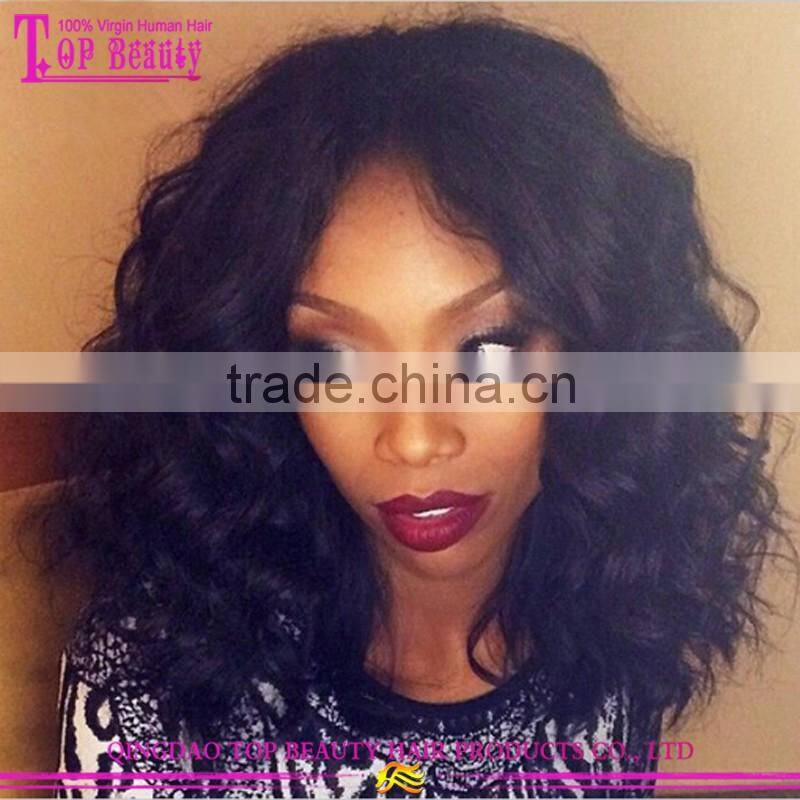 Most Popular Short Brazilian Hair Wigs 14" 150% Density Curly Wave Human Hair Short Bob Lace Front Wig