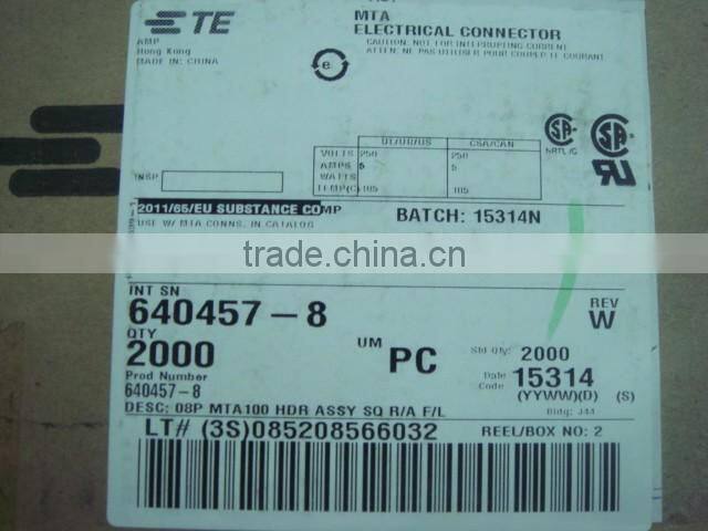 2.54mm pitch PCB wire to board connector TE 8P MAT100 HDR ASSY SQ connector 640457-8 right angle header 8 pin through hole