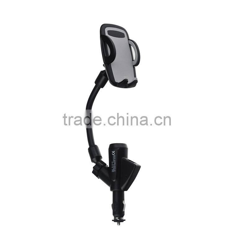 2015 Hottest Sale Dual USB Ports Car Charger Holder Rotating Adjustable Car Mount Stand Holder
