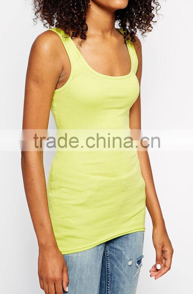 wholesale slim fit ladies 100 cotton tank top with o neck plain gym singlet