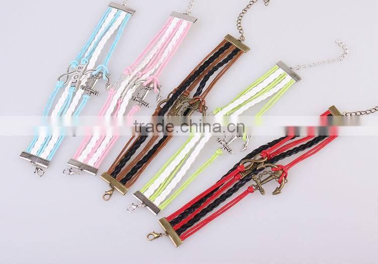 MYLOVE 5 colors in stock love bracelets & bangles braided leather jewelry MLBZ017
