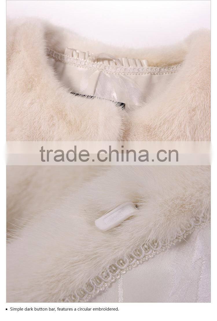Factory promote white fox sleeve mink fur coat for women
