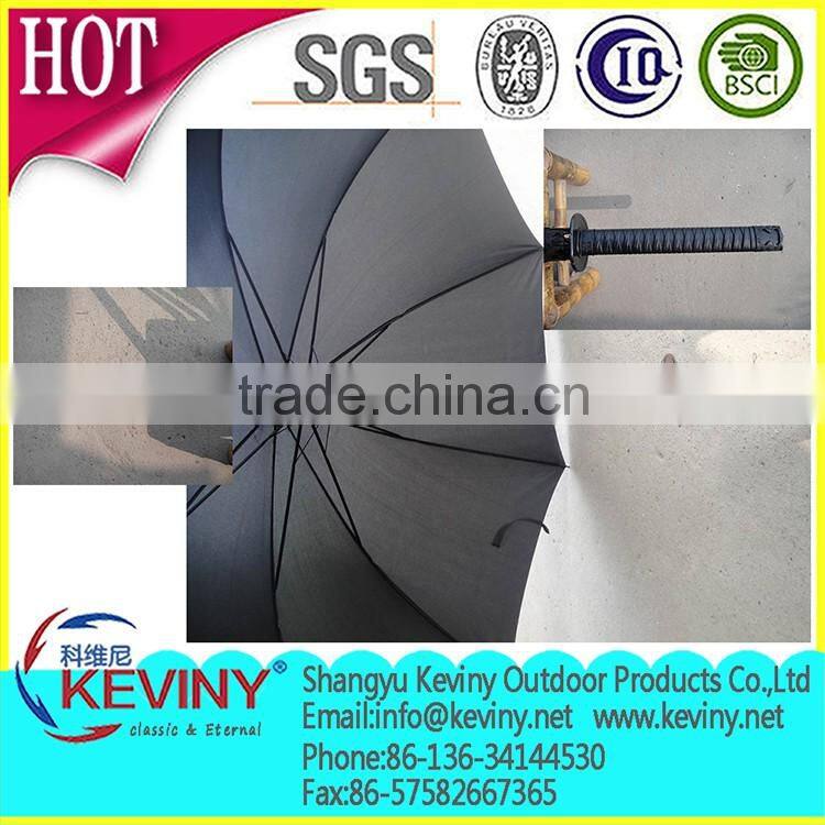 8K katana handle umbrella straight auto open umbrella with sword handle manufacture by china parasol factory