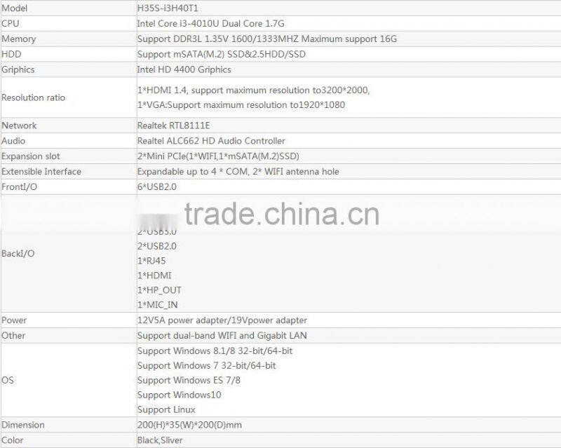 Realan High Quality Standard Fast Delivery H35S-i3H40T1 barebone Wholesaler mini desktop pc