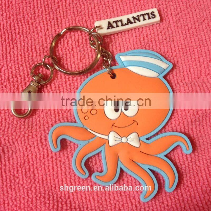 Hot sale PVC rubber keyring with both logos