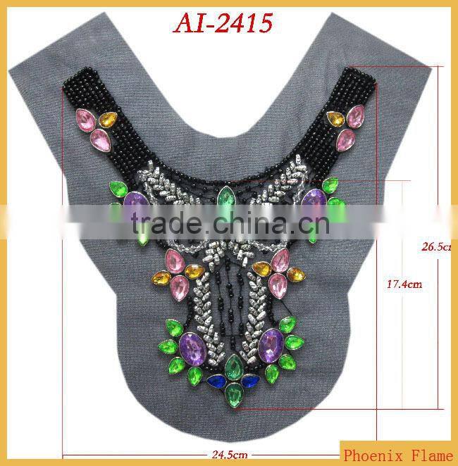 High end rhinestones beaded applique AI-2415