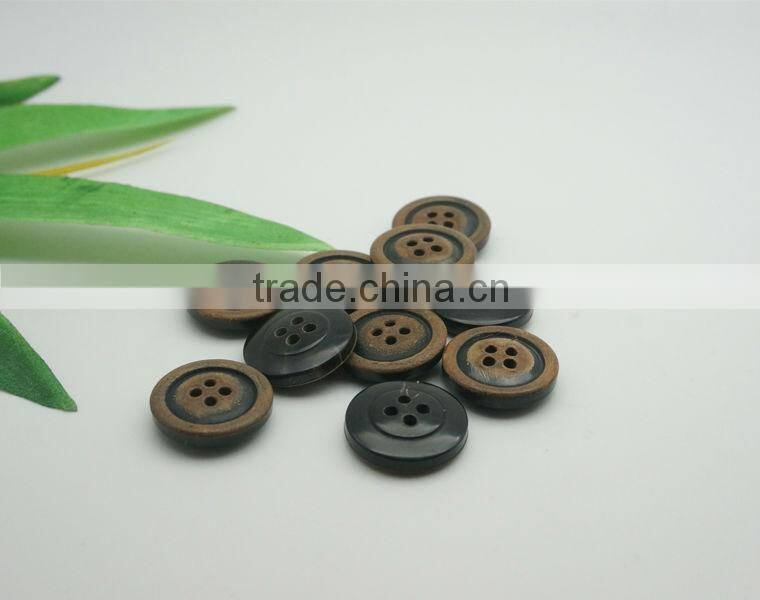 Classic Horn Buttons 4 Holes Round Men's Suit Buttons Burnt Brown