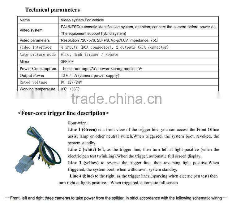 4 channels video control box,quad cameras control box and video system for vehicle ,mdvrXY-6029