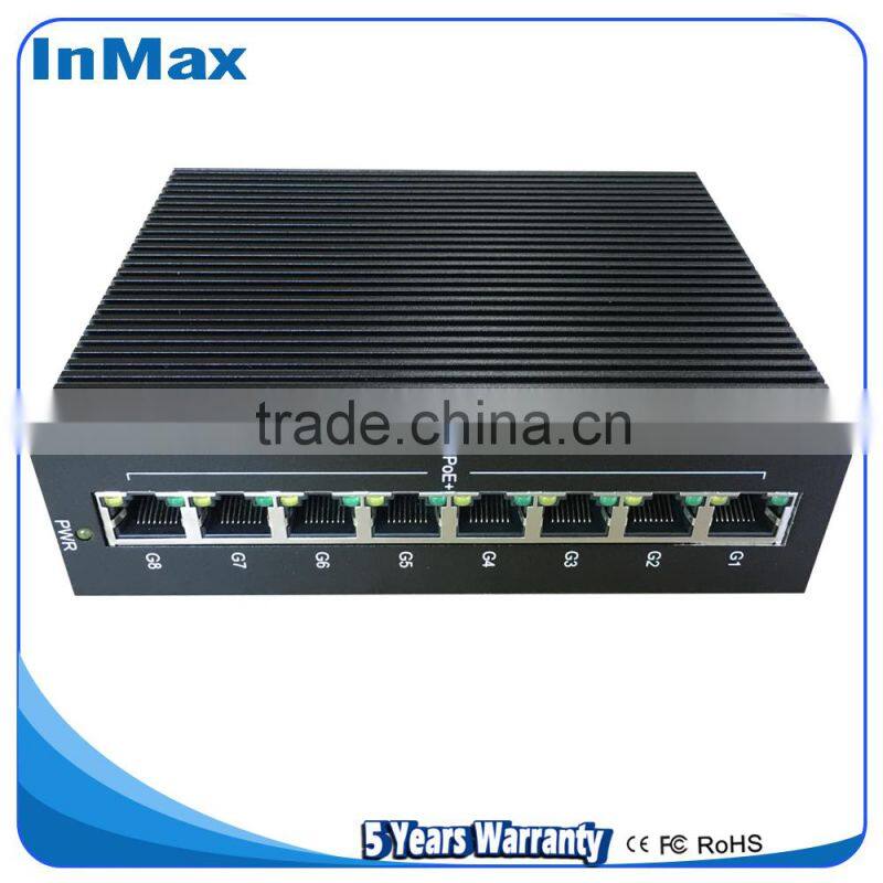 Wholesale Unmanaged PoE 8 ports Full gigabit Industrial network Switch for IP camera P508A