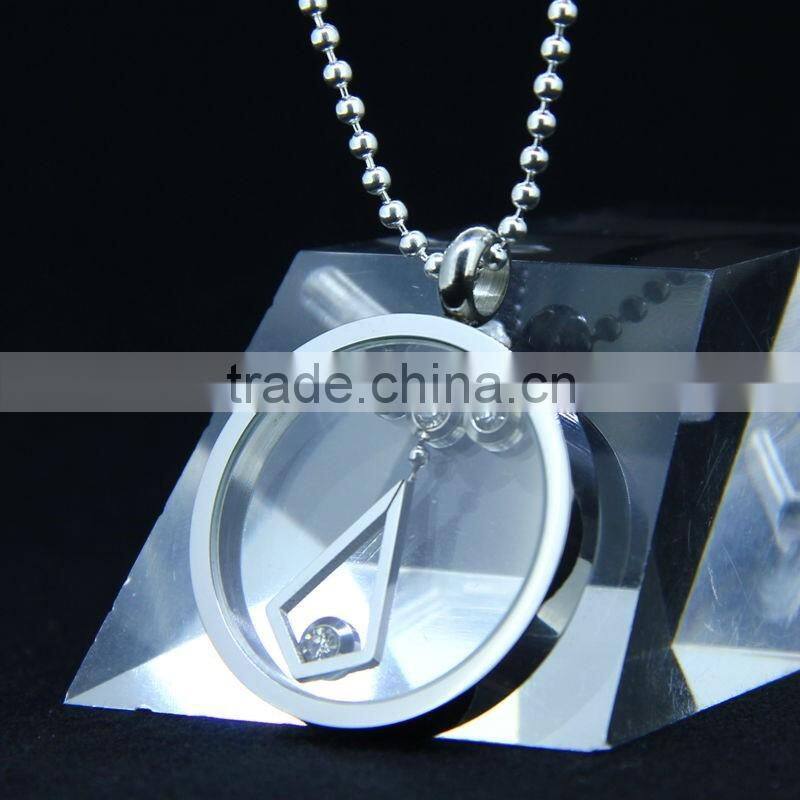 stainless steel glass pendant with charms for promotion