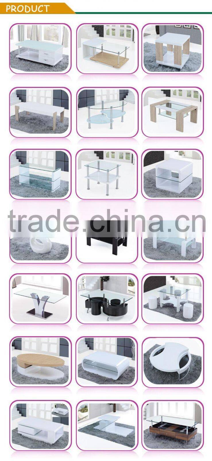 Wholesale simple design glass coffee table high gloss white coffee tableJY-20