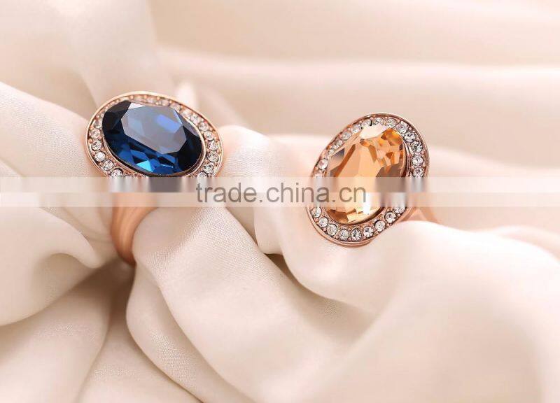 18K gold color rings with blue Gemstone 3gram gold ring