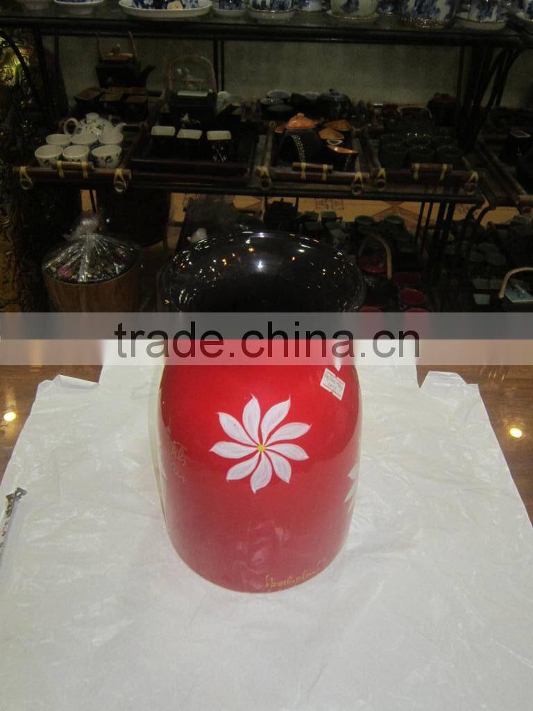 Eco-friendly ceramic vase, red color, modern design made in Vietnam, Hanoi