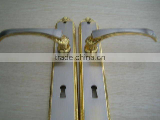 press and gold plated door handle and lock