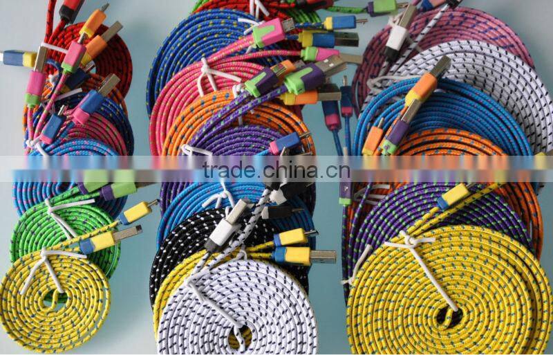 Nylon braided usb cable for iPhone 6 5 4 4S HTC Samsung LG