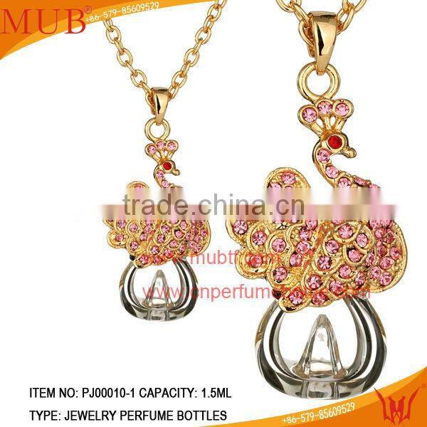 Swan Shape Necklace Pendant Glass Perfume bottle jewelry Necklace