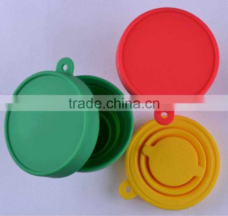 Elegant reuseable economical flexible convenient portable silicone telescopic cup with lid