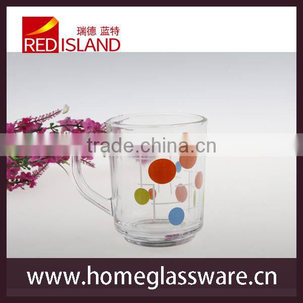 glass manufactory supply hot sale print glass milk mug