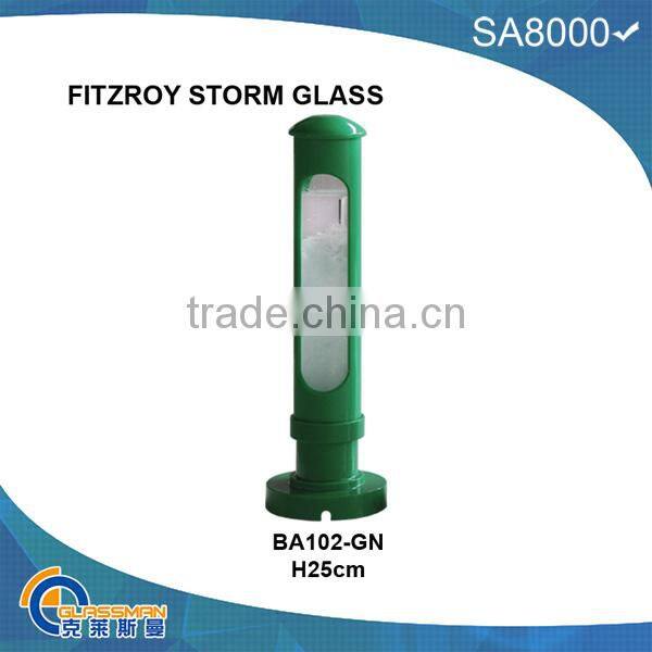 BA0913 FITZROY STORM GLASS WITH WOOD BASE