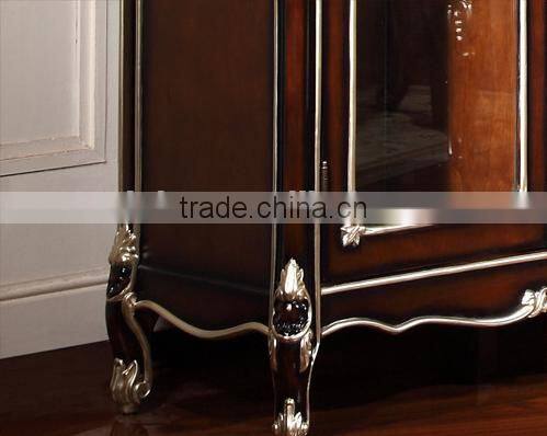 Luxury American Style Wine Cabinet, Royal Wood and Glass Showcase, Nice Hand Carving Display Cabinet (BF01-ML055)