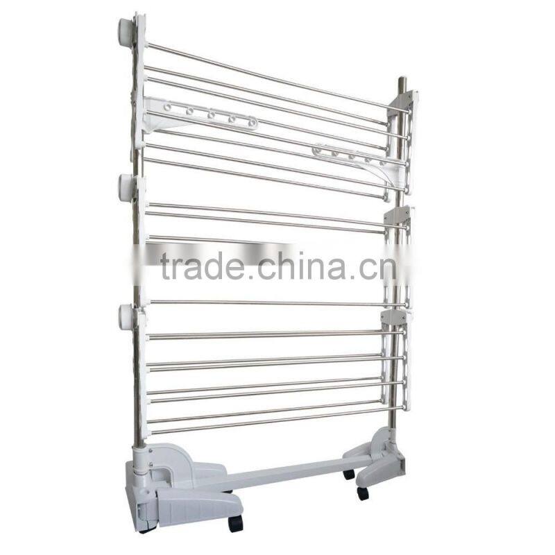 Clothes Airer Drying Rack Extra Large Deluxe 3 Tier Clothes Drying Rail (20M Hanging Space) White and Orange Folding hangers Fla