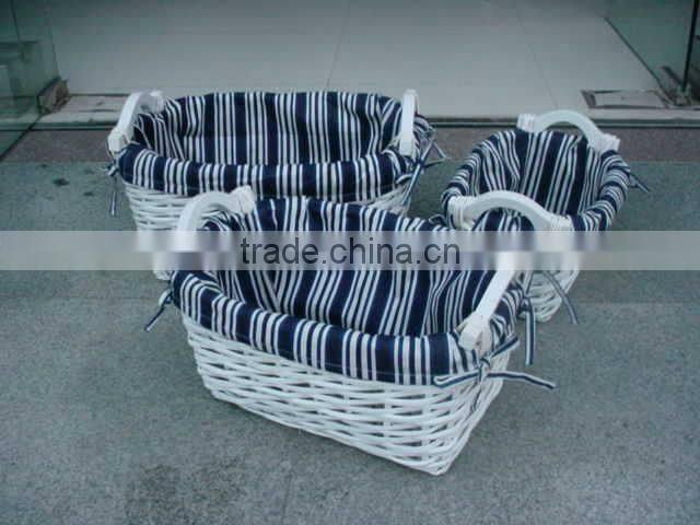 Wholesale Firm willow sundries baskets with hanle for storage