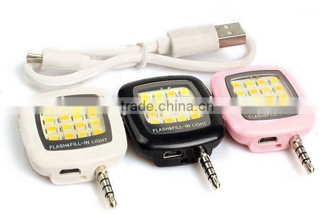 2015 Newest Wholesale portable 3.5mm Audio Jack Fill Light LED Flashlight for Mobile Phone