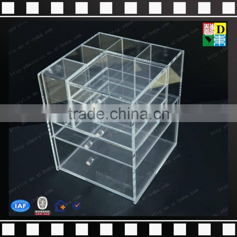 2016 Latest plexiglass cosmetic box/ PMMA acrylic makeup multi storage case