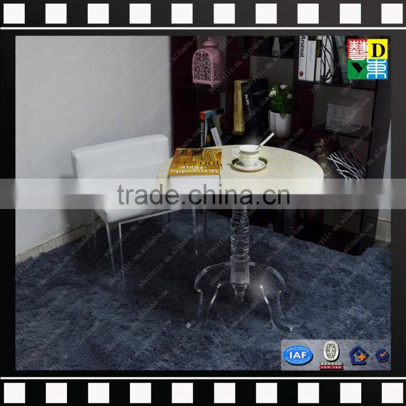 Clear acrylic small round coffee table glass and marble base cafe table from shenzhen yidong