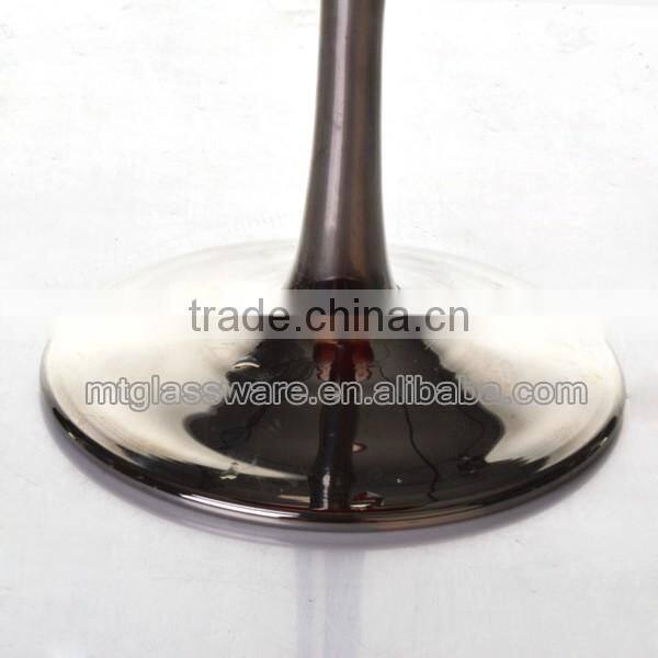 color red wine glass with silver stem and base