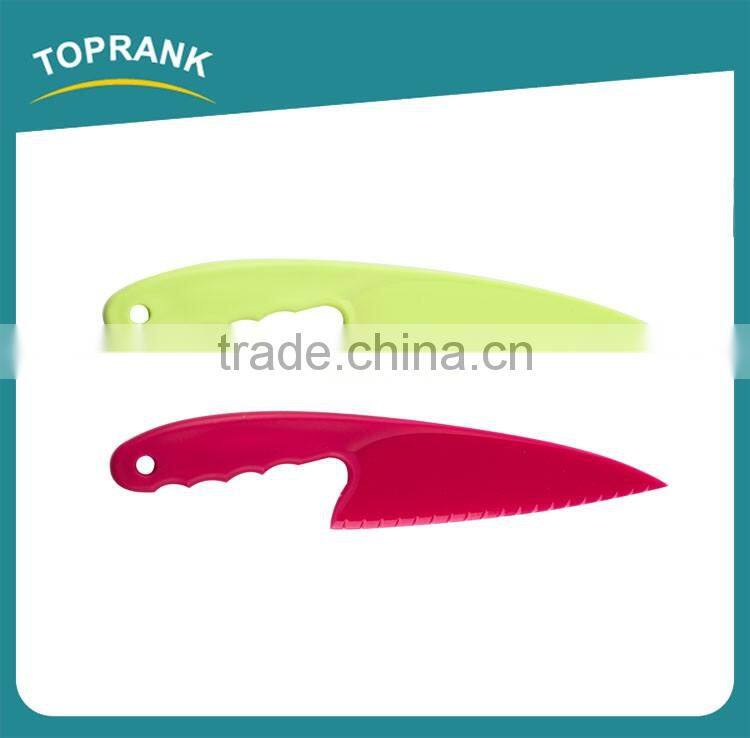 Toprank Alibaba Trade Assurance Wholesale Colorful Serrated Bread Slicer Knife With Plastic Blade,Cake/Pizza/Bread Knife