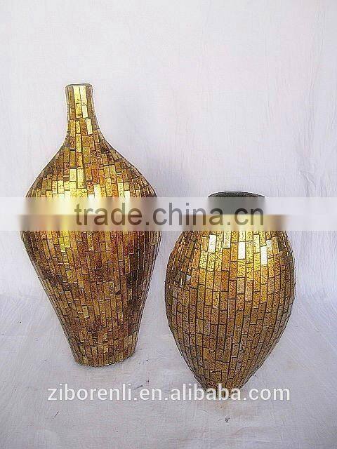 Beautiful Ornament Antique Fancy Crackle Mosaic Chic Silver Long Glass Vase