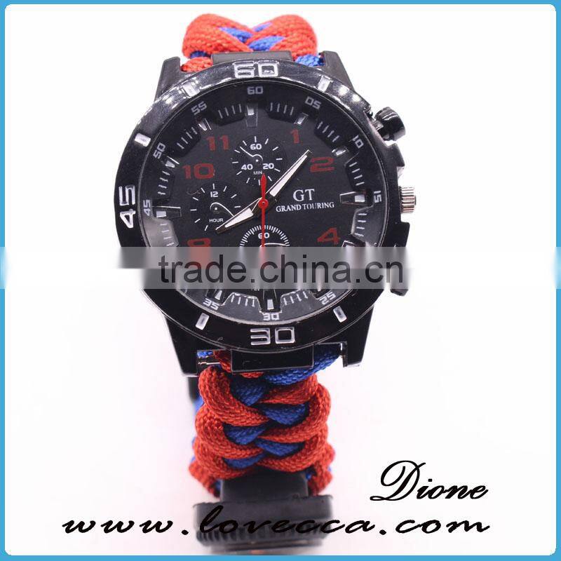 Emergency Paracord Outdoor Watch Bracelet with Fishing Kit Paracord Survival Watch