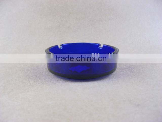 beautiful blue glass ashtray