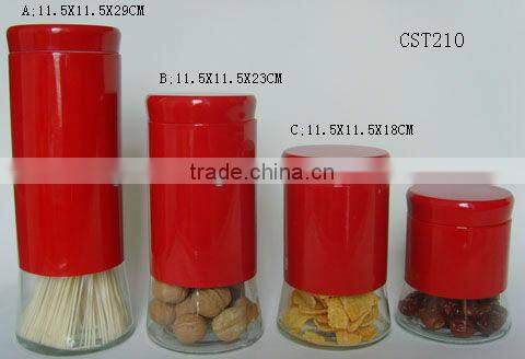 red transparent metal coating cylinder glass mason jar