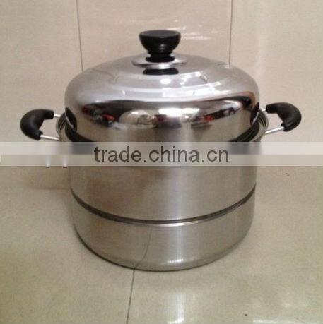 2 layers stainless steel steamer pot with bakelite handle