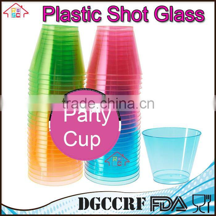 NBRSC Hard Plastic Shot Glasses cup, 2oz. Shooter Tumblers Party Cups in Neon Colors