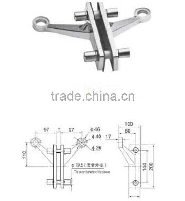 V Shape Glass Facade Spider Heavey Duty Glass Clamp